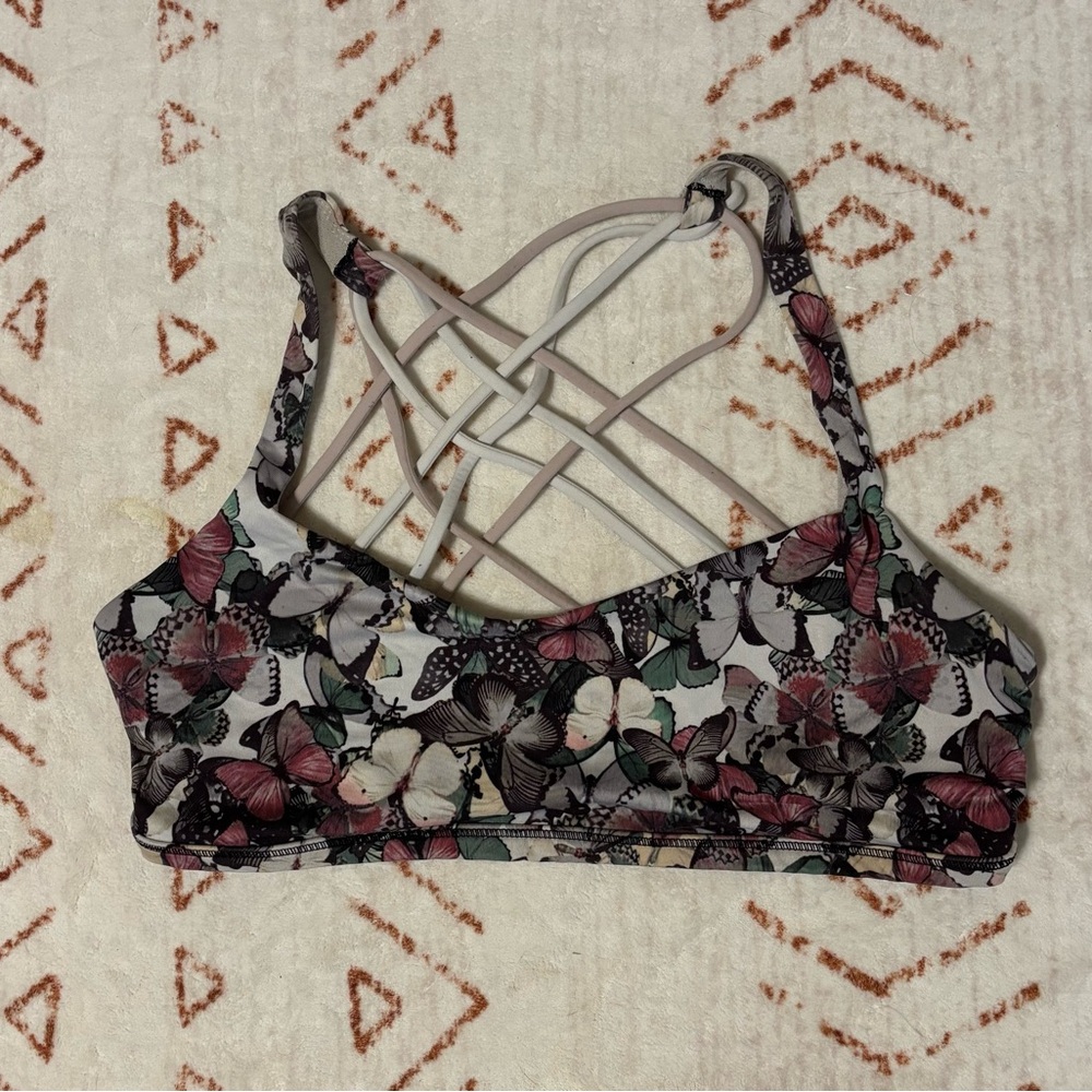Lululemon Pink and Black Strappy Bra